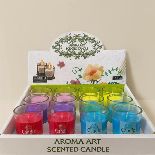 Aroma Art Scented Glass Candles set of 12 pieces